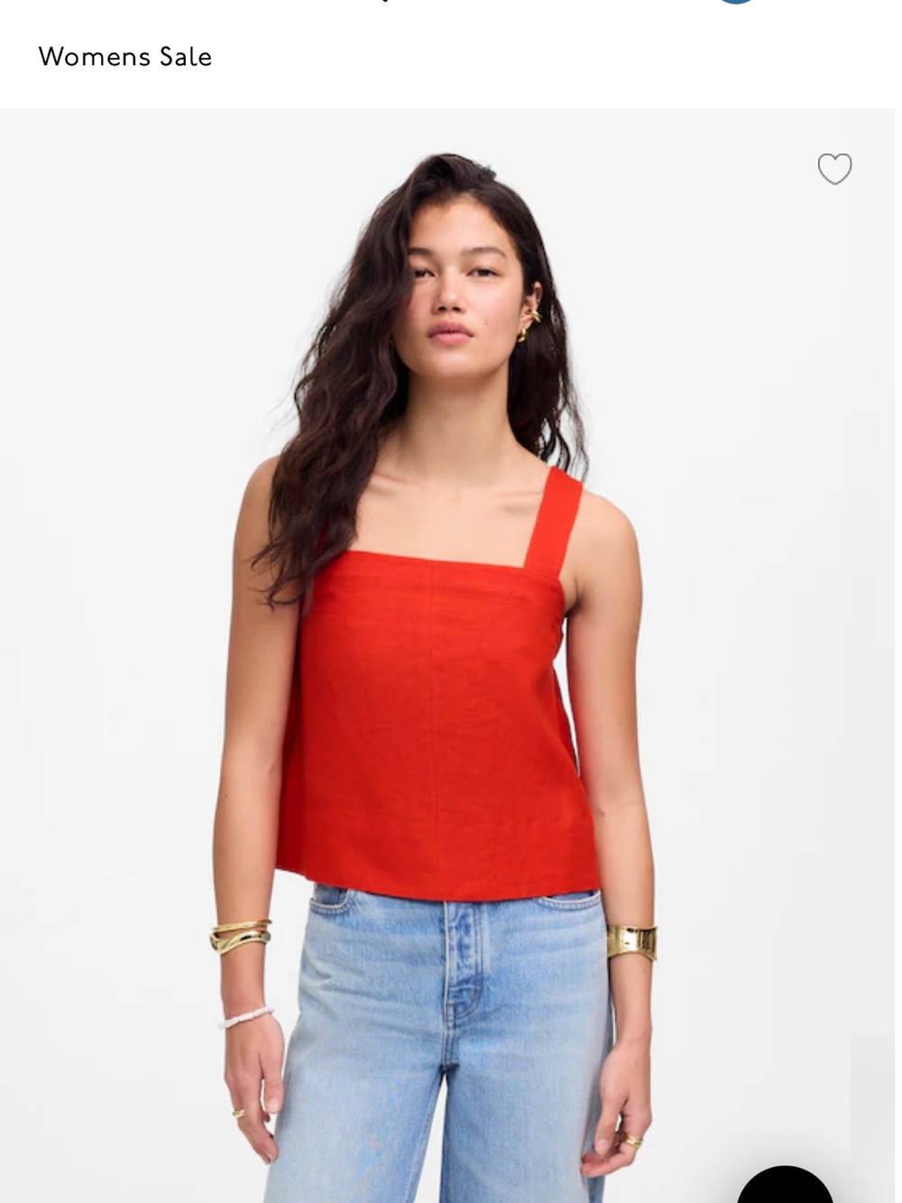 Madewell Square-Neck Red Linen-Blend Tank